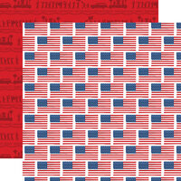 Carta Bella Paper - God Bless America Collection - 12 x 12 Double Sided Paper - Flying Flags