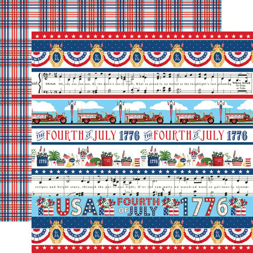 Carta Bella Paper - God Bless America Collection - 12 x 12 Double Sided Paper - Border Strips