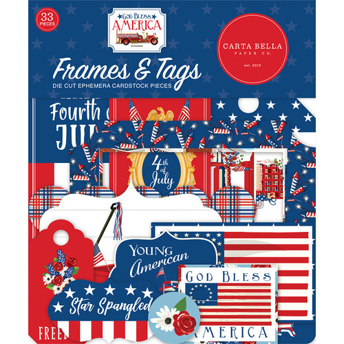 Carta Bella Paper - God Bless America Collection - Ephemera - Frames and Tags