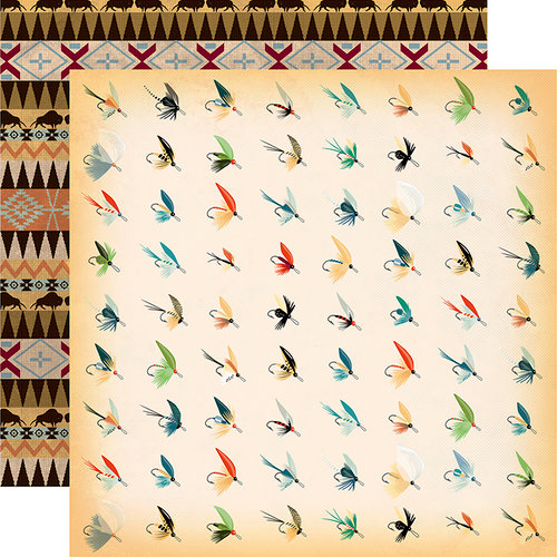 Carta Bella Paper - The Great Outdoors Collection - 12 x 12 Double Sided Paper - Fish Flies