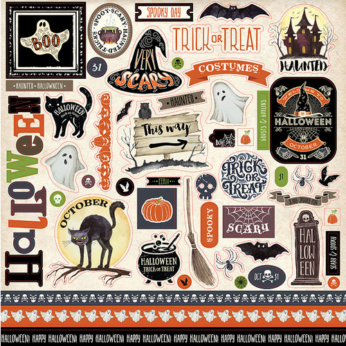 Carta Bella Paper - Haunted Collection - Halloween - 12 x 12 Cardstock Stickers - Elements