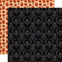 Carta Bella Paper - Happy Halloween Collection - 12 x 12 Double Sided Paper - Ghostly Damask