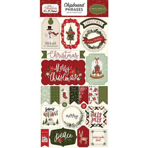Carta Bella Paper - Hello Christmas Collection - Chipboard Stickers - Phrases