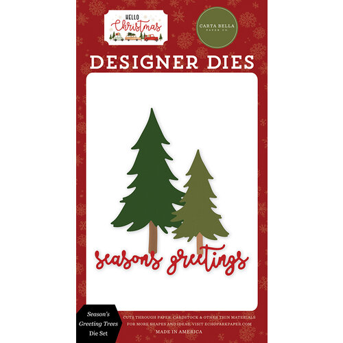 Carta Bella Paper - Hello Christmas Collection - Designer Dies - Season's Greeting Trees