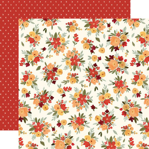 Carta Bella Paper - Hello Autumn Collection - 12 x 12 Double Sided Paper - Fall Floral