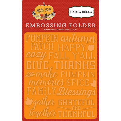 Carta Bella Paper - Hello Fall Collection - Embossing Folder - Give Thanks