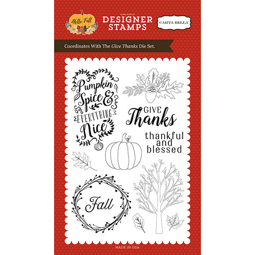 Carta Bella Paper - Hello Fall Collection - Clear Photopolymer Stamps - Give Thanks