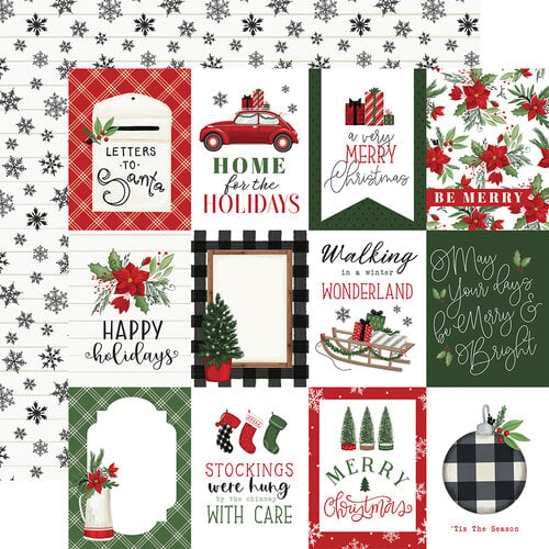 Carta Bella Paper - Home For Christmas Collection - 12 x 12 Double Sided Paper - 3 x 4 Journaling Cards