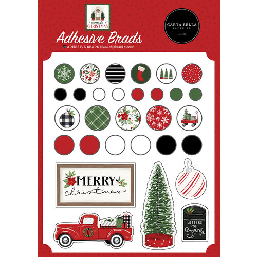 Carta Bella Paper - Home For Christmas Collection - Self Adhesive Decorative Brads