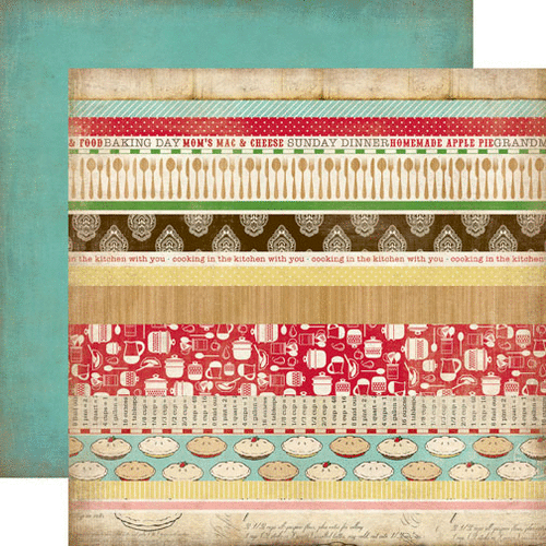 Carta Bella Paper - Homemade with Love Collection - 12 x 12 Double Sided Paper - Baking Border Strips