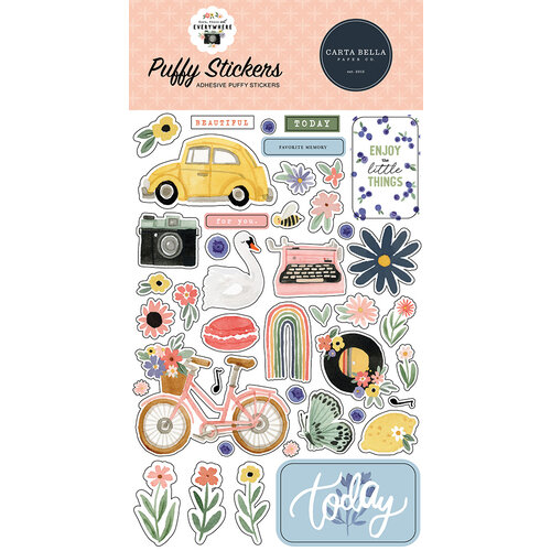 Carta Bella Paper - Here There And Everywhere Collection - Puffy Stickers