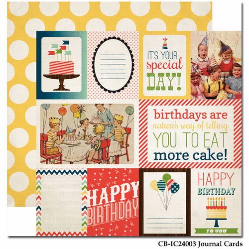 Carta Bella Paper - Its a Celebration Collection - 12 x 12 Double Sided Paper - Journaling Cards