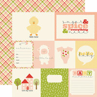 Carta Bella Paper - It's a Girl Collection - 12 x 12 Double Sided Paper - Journaling Cards