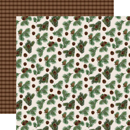 Carta Bella Paper - Let it Snow Collection - 12 x 12 Double Sided Paper - Pinecone Flurry