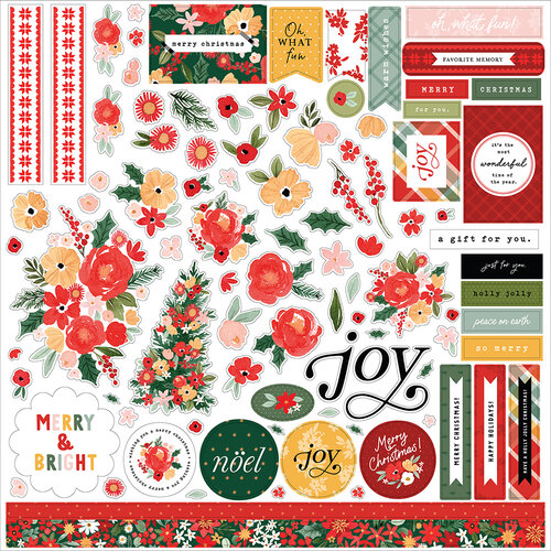 Carta Bella Paper - Christmas Flora Collection - Joyful - 12 x 12 Cardstock Stickers - Elements