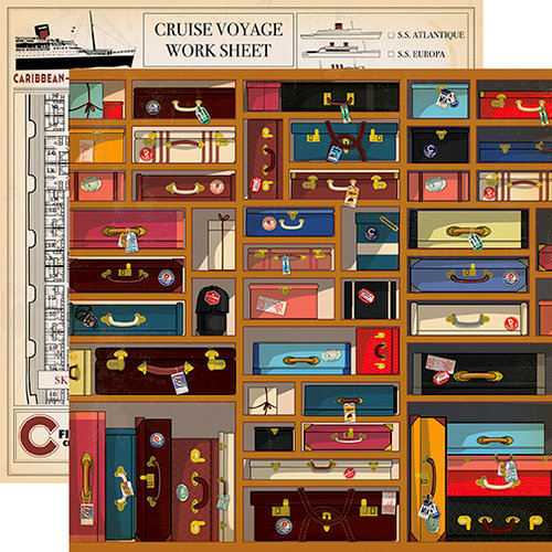 Carta Bella Paper - Let's Cruise Collection - 12 x 12 Double Sided Paper - Baggage