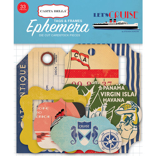 Carta Bella Paper - Let's Cruise Collection - Ephemera - Frames and Tags
