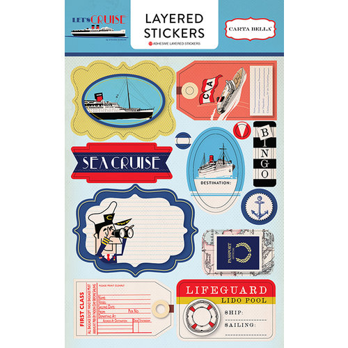 Carta Bella Paper - Let's Cruise Collection - Layered Cardstock Stickers