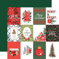 Carta Bella Paper - Christmas Flora Collection - Merry - 12 x 12 Double Sided Paper - Journaling Cards