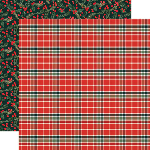 Carta Bella Paper - Christmas Flora Collection - Merry - 12 x 12 Double Sided Paper - Plaid