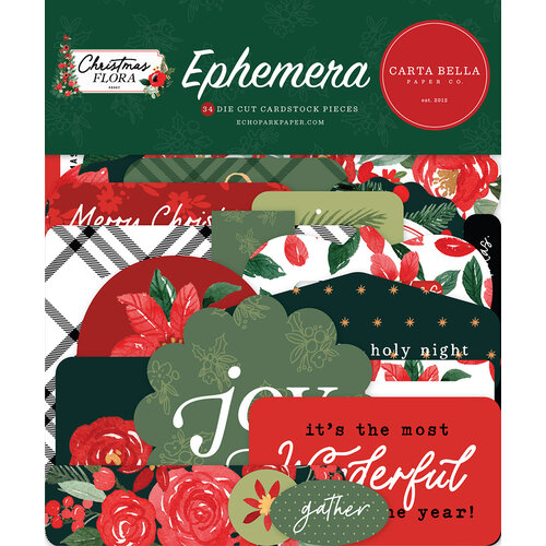 Carta Bella Paper - Christmas Flora Collection - Merry - Ephemera