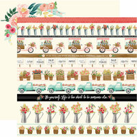 Carta Bella Paper - Flower Market Collection - 12 x 12 Double Sided Paper - Border Strips