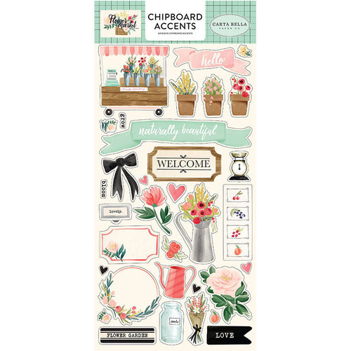 Carta Bella Paper - Flower Market Collection - Chipboard Stickers - Accents