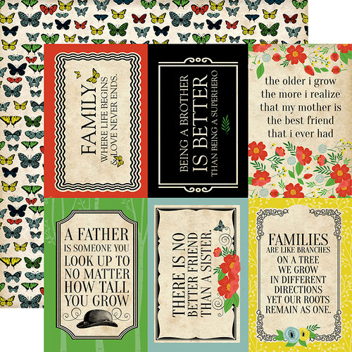 Carta Bella Paper - Our Family Collection - 12 x 12 Double Sided Paper - 4 x 6 Journaling Cards