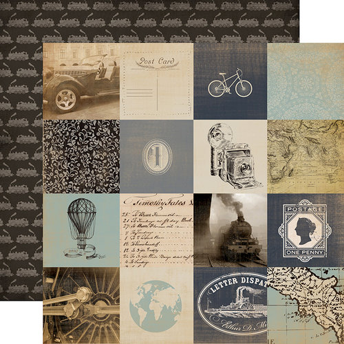 Carta Bella Paper - Old World Travel Collection - 12 x 12 Double Sided Paper - 3 x 3 Cards