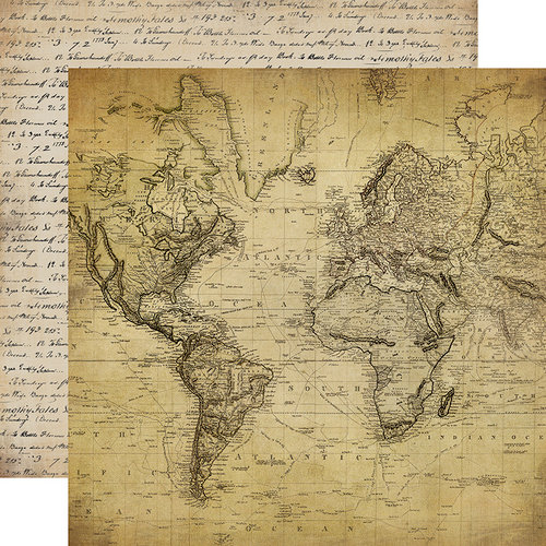 Carta Bella Paper - Old World Travel Collection - 12 x 12 Double Sided Paper - World Traveler