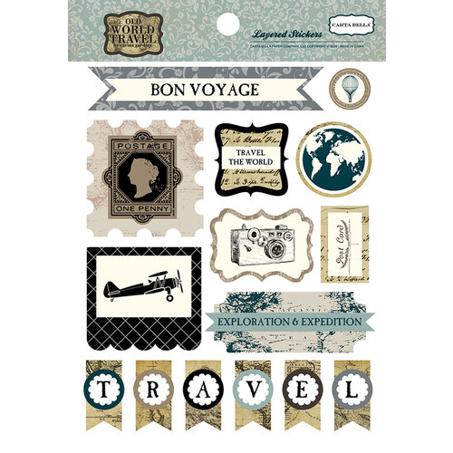 Carta Bella Paper - Old World Travel Collection - Layered Stickers