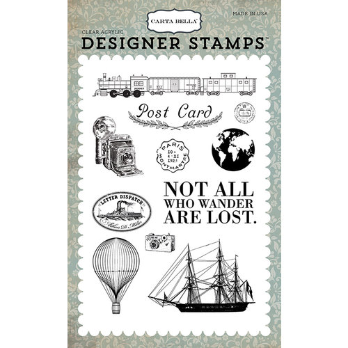 Carta Bella Paper - Old World Travel Collection - Clear Acrylic Stamps - Post Card