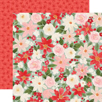 Carta Bella Paper - Christmas Flora Collection - Peaceful - 12 x 12 Double Sided Paper - Large Floral