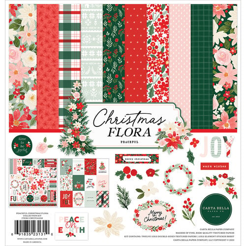 Carta Bella Paper - Christmas Flora Collection - Peaceful - 12 x 12 Collection Kit