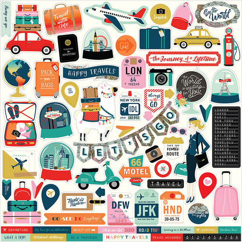 Carta Bella Paper - Pack Your Bags Collection - 12 x 12 Cardstock Stickers
