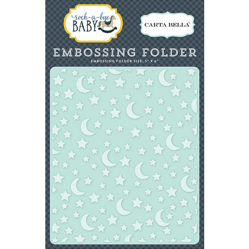Carta Bella Paper - Rock-A-Bye Baby Boy Collection - Embossing Folder - Stars and Moon