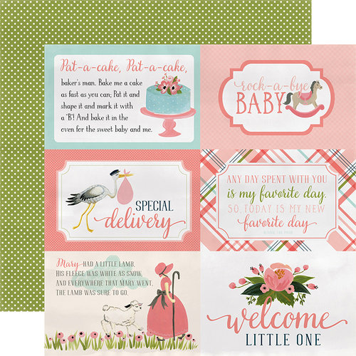 Carta Bella Paper - Rock-A-Bye Baby Girl Collection - 12 x 12 Double Sided Paper - 4 x 6 Journaling Cards
