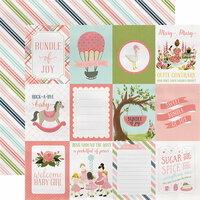Carta Bella Paper - Rock-A-Bye Baby Girl Collection - 12 x 12 Double Sided Paper - 3 x 4 Journaling Cards