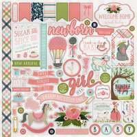Carta Bella Paper - Rock-A-Bye Baby Girl Collection - 12 x 12 Cardstock Stickers - Elements