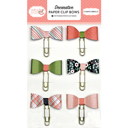 Carta Bella Paper - Rock-A-Bye Baby Girl Collection - Decorative Paper Clip Bows