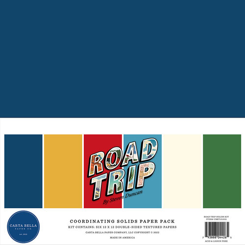 Carta Bella Paper - Road Trip Collection - 12 x 12 Paper Pack - Solids