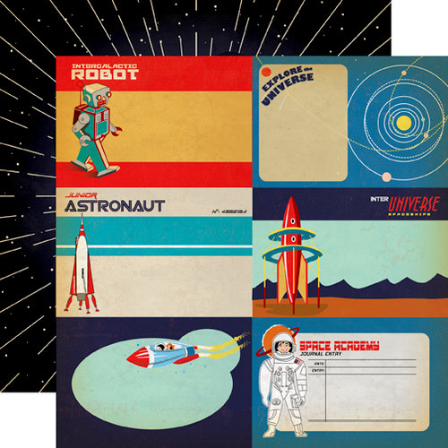 Carta Bella Paper - Space Academy Collection - 12 x 12 Double Sided Paper - 4 x 6 Journaling Cards