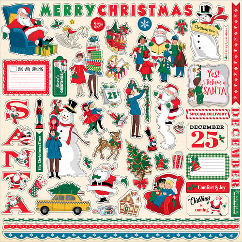 Carta Bella Paper - Seasons Greetings Collection - Christmas - 12 x 12 Cardstock Stickers - Elements
