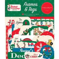 Carta Bella Paper - Seasons Greetings Collection - Christmas - Ephemera - Frames and Tags