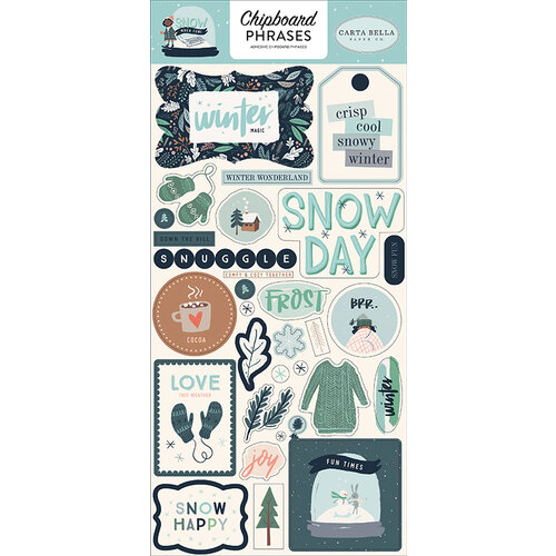Carta Bella Paper - Snow Much Fun Collection - Christmas - Chipboard Stickers - Phrases