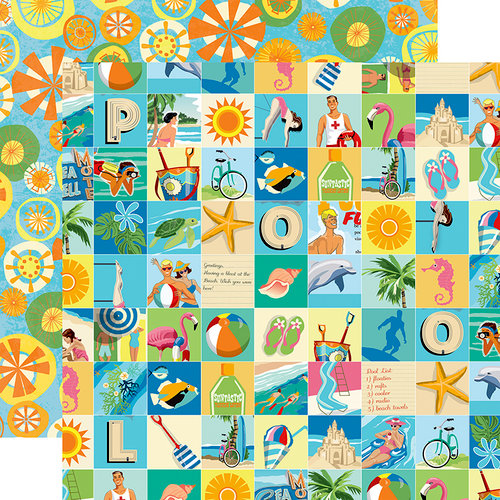 Carta Bella Paper - Summer Splash Collection - 12 x 12 Double Sided Paper - Beach Squares