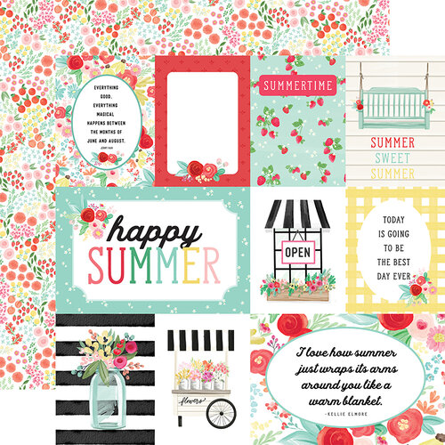 Carta Bella Paper - Summer Market Collection - 12 x 12 Double Sided Paper - Journaling Cards