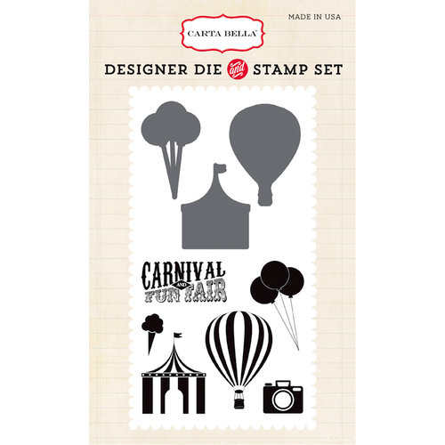 Carta Bella - Soak up the Sun Collection - Designer Die and Clear Acrylic Stamp Set - Carnival Fun