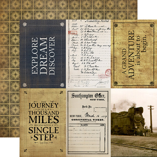 Carta Bella Paper - Transatlantic Travel Collection - 12 x 12 Double Sided Paper - 4 x 6 Journaling Cards