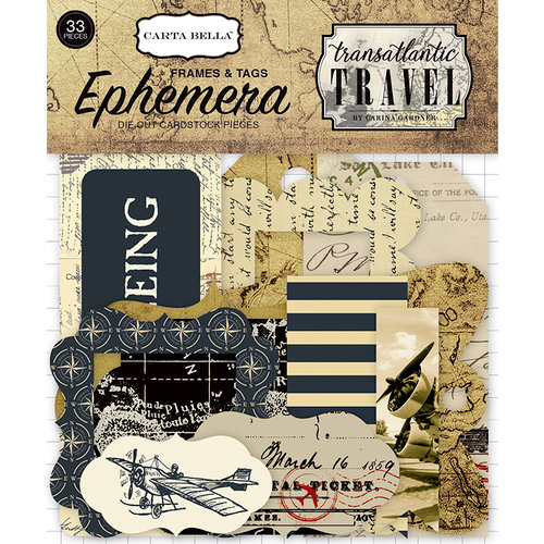 Carta Bella Paper - Transatlantic Travel Collection - Ephemera - Frames and Tags